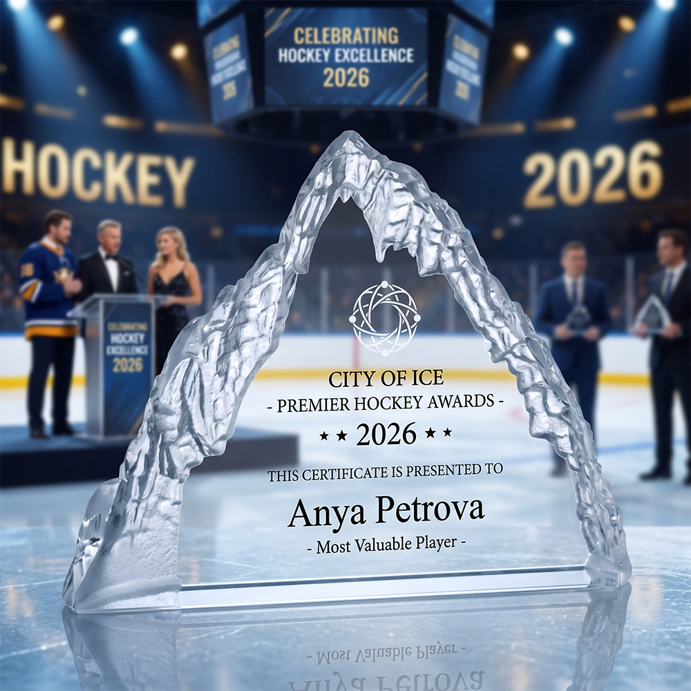 Custom New Iceberg Crystal Trophy Award Laser Engraved Mountain Medal Corporate Sports Gift and Souvenir
