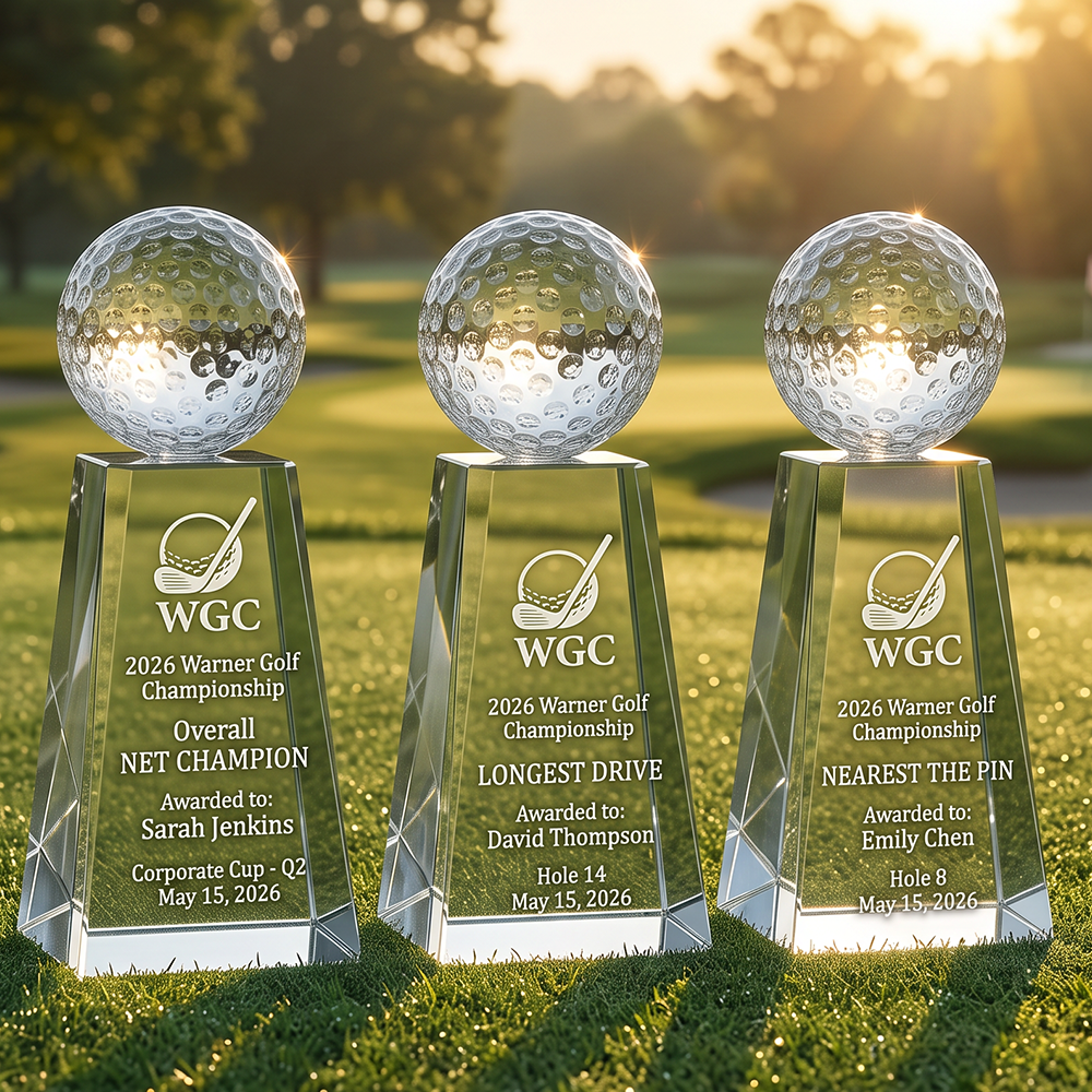 Custom Noble Beveled Cone Crystal Trophy Award Golf Diamond Globe Topper Design School Professional Sports Tournament Prize