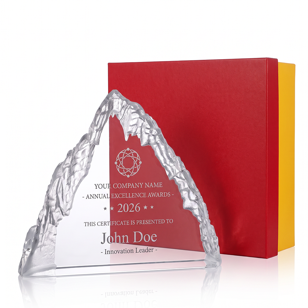 Custom New Iceberg Crystal Trophy Award Laser Engraved Mountain Medal Corporate Sports Gift and Souvenir