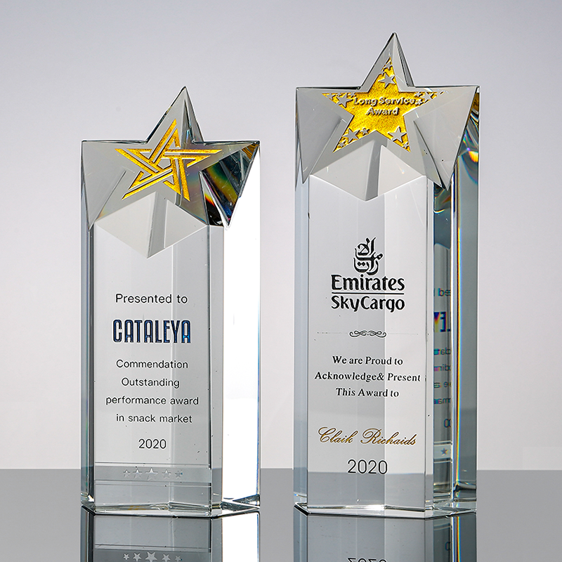 New Design Crystal Trophy Colorful Custom Sport Trophy Awards Wholesale Glass Trophy