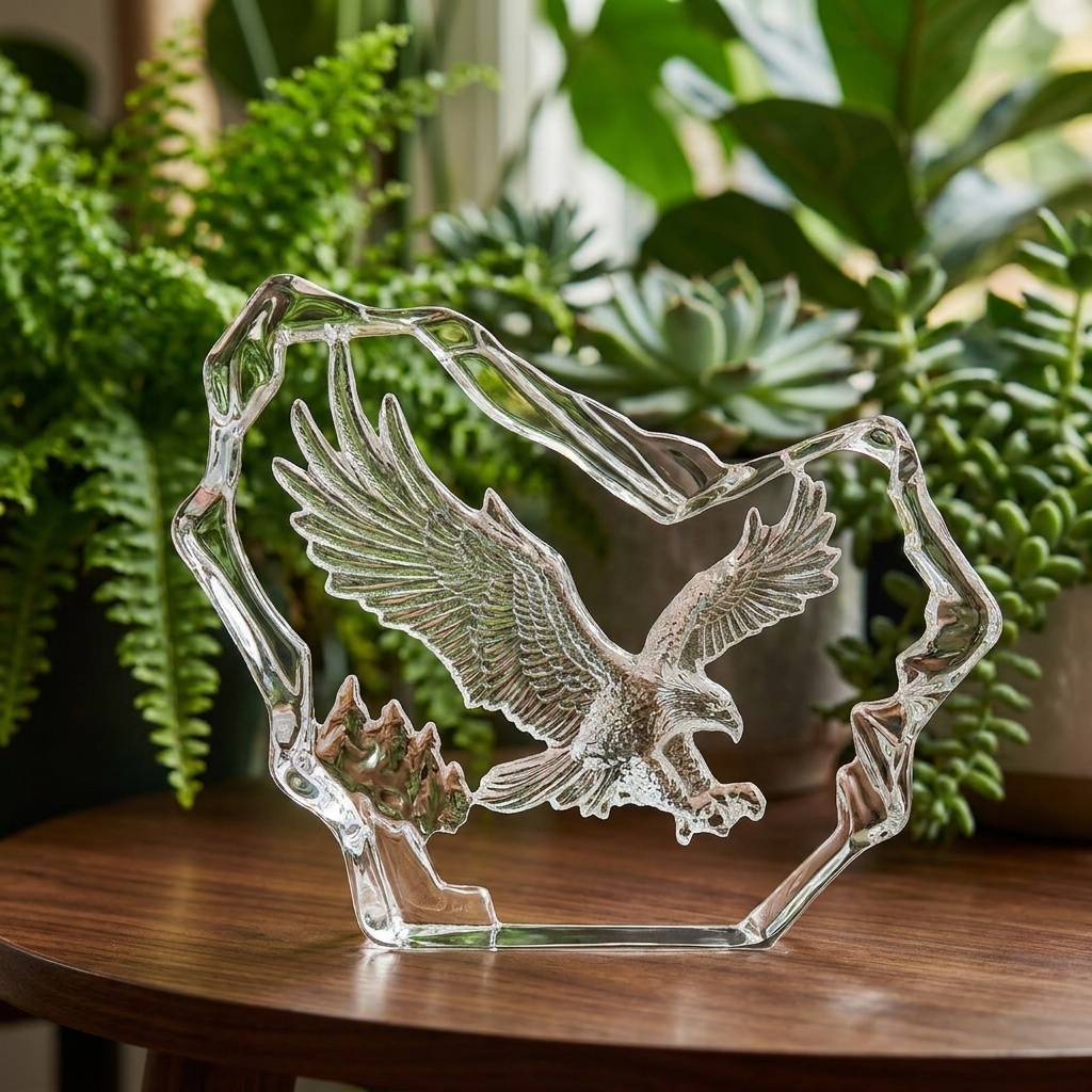 Factory Direct Custom Eagle K9 Crystal Laser Engraved Sports Style Trophy Award Clear Glass Figurine Corporate Leadership