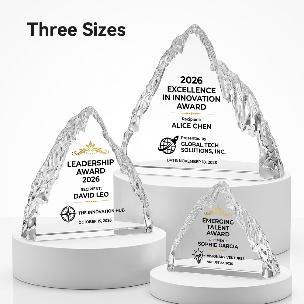 Custom New Iceberg Crystal Trophy Award Laser Engraved Mountain Medal Corporate Sports Gift and Souvenir