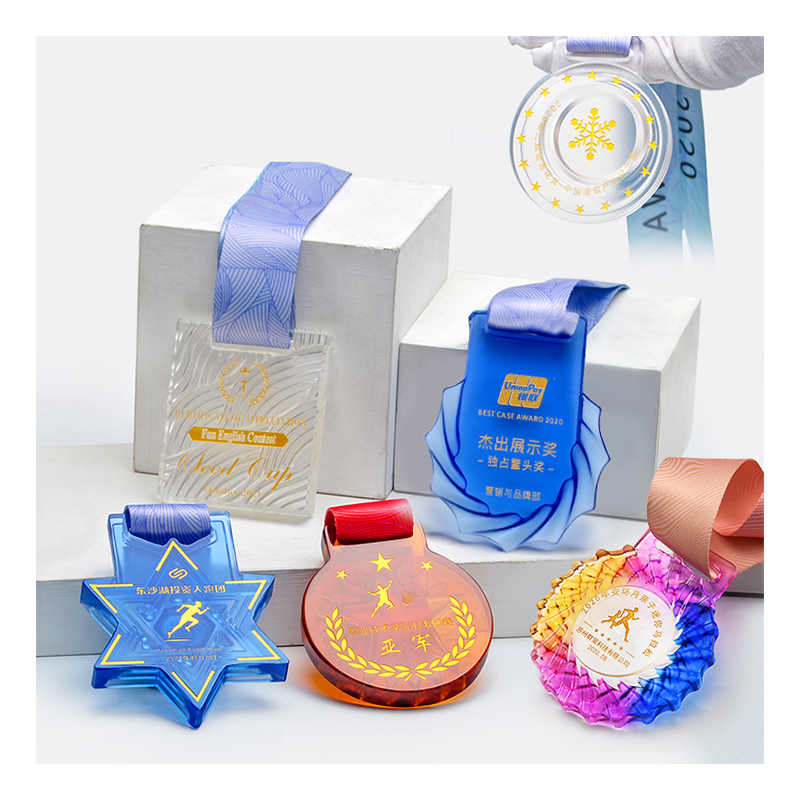 Jadevertu Luli Eco-Friendly Sandblasted Laser Engraved Crystal Medal for Sport Prize Presentation Custom Award