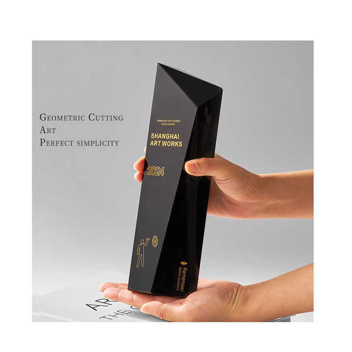JN Custom Creative Design Color Printing Crystal Trophy Sublimation Blank Engraved Crystal Trophy Plaque Awards