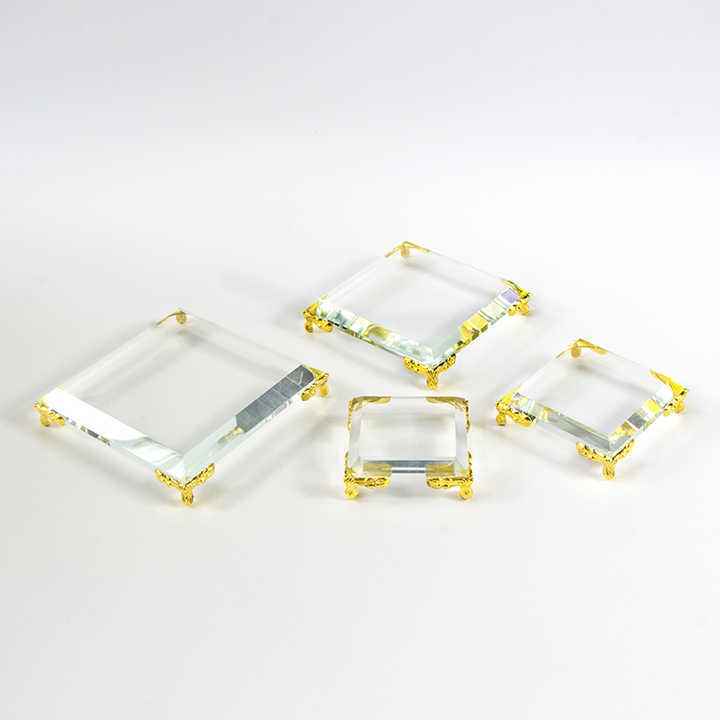 Wholesale Crystal Square Glass Base High Quality Crystal Lamp Holder with Metal for Decoration USB Charging Crystal Decorations