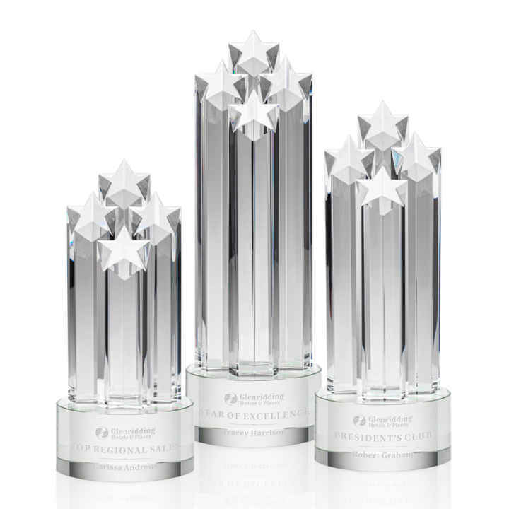 Hitop Custom Ascot Green Star Crystal Award Hexagon-Shaped Clear Glass Souvenir Business Gift with UV Printing Option
