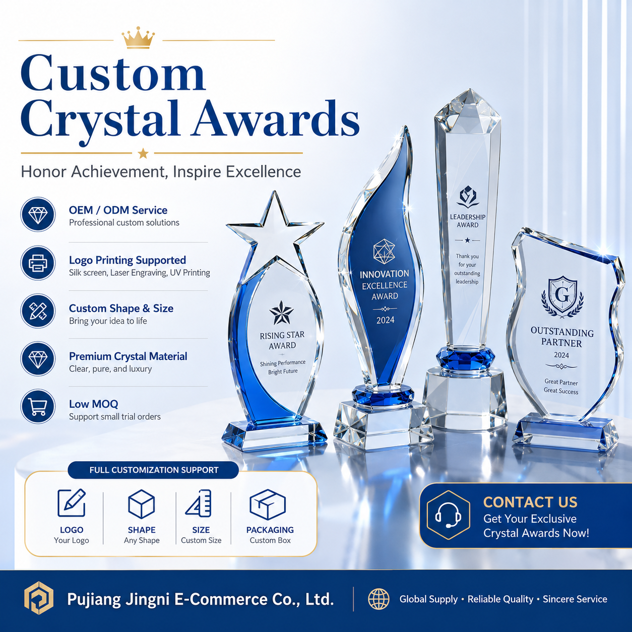 Customized Text Carving Crystal Glass Trophy Corporate Gift Craft Trophy High-end Triangle Trophy