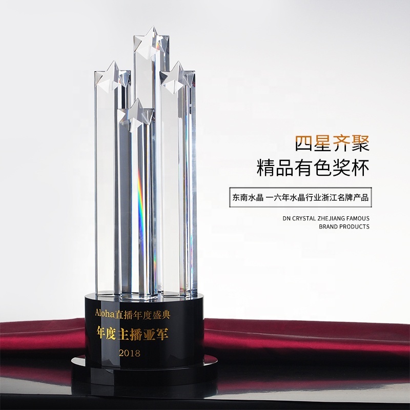 Wholesale Cheap Custom Pentagram Star Crystal Obelisk Trophy Ice peak Crystal Glass Awards