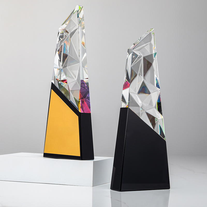 Honor of Crystal Color Printing Laser Engraving Metal Plate Crystal Glass Award Trophy Business Souvenir