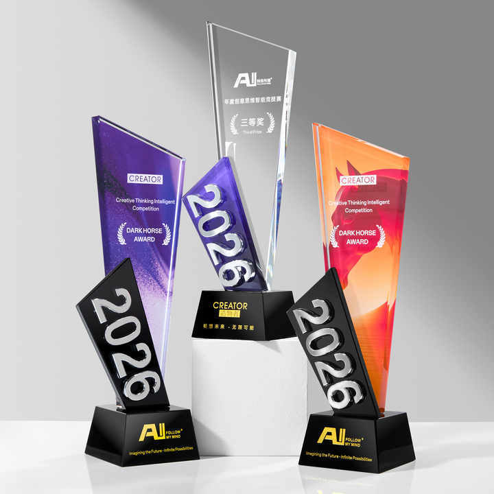 2026 Crystal Laser Engraved UV Printing Trophy Business Souvenirs for Company Annual Meeting Awards