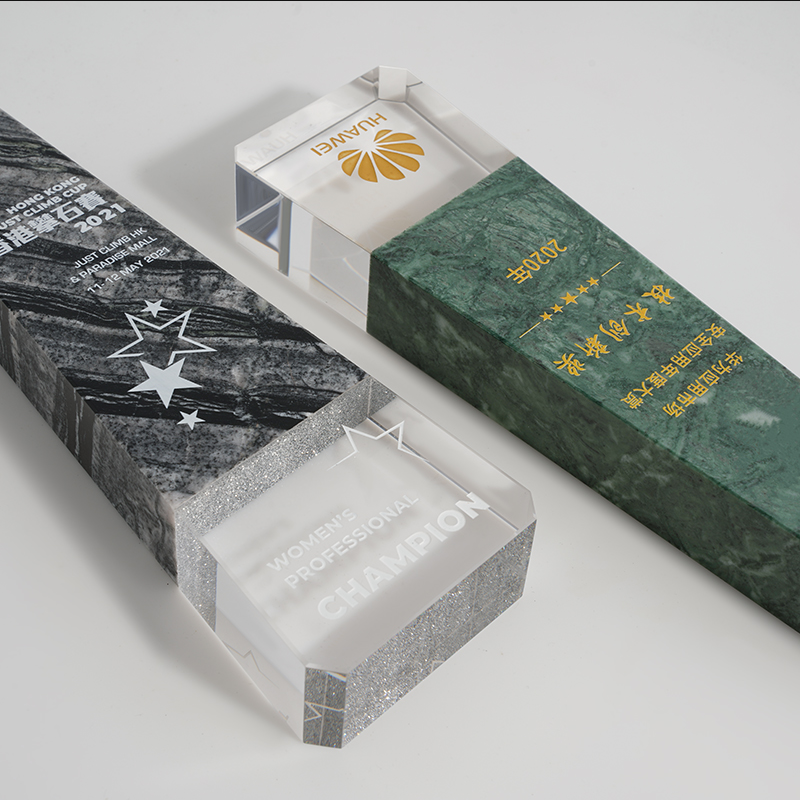 Marble Trophy Eco-Friendly, New Design Factory Wholesale Custom Engraved Metal Crystal Glass Award Trophy