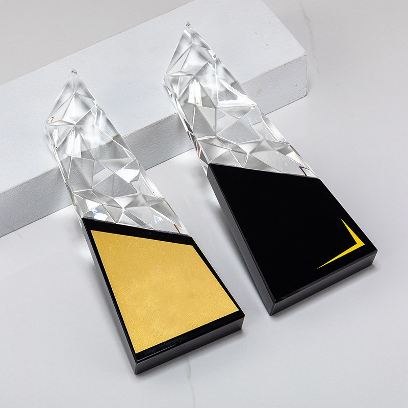 Honor of Crystal Color Printing Laser Engraving Metal Plate Crystal Glass Award Trophy Business Souvenir