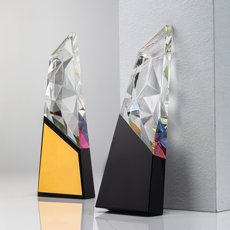 Honor of Crystal Color Printing Laser Engraving Metal Plate Crystal Glass Award Trophy Business Souvenir