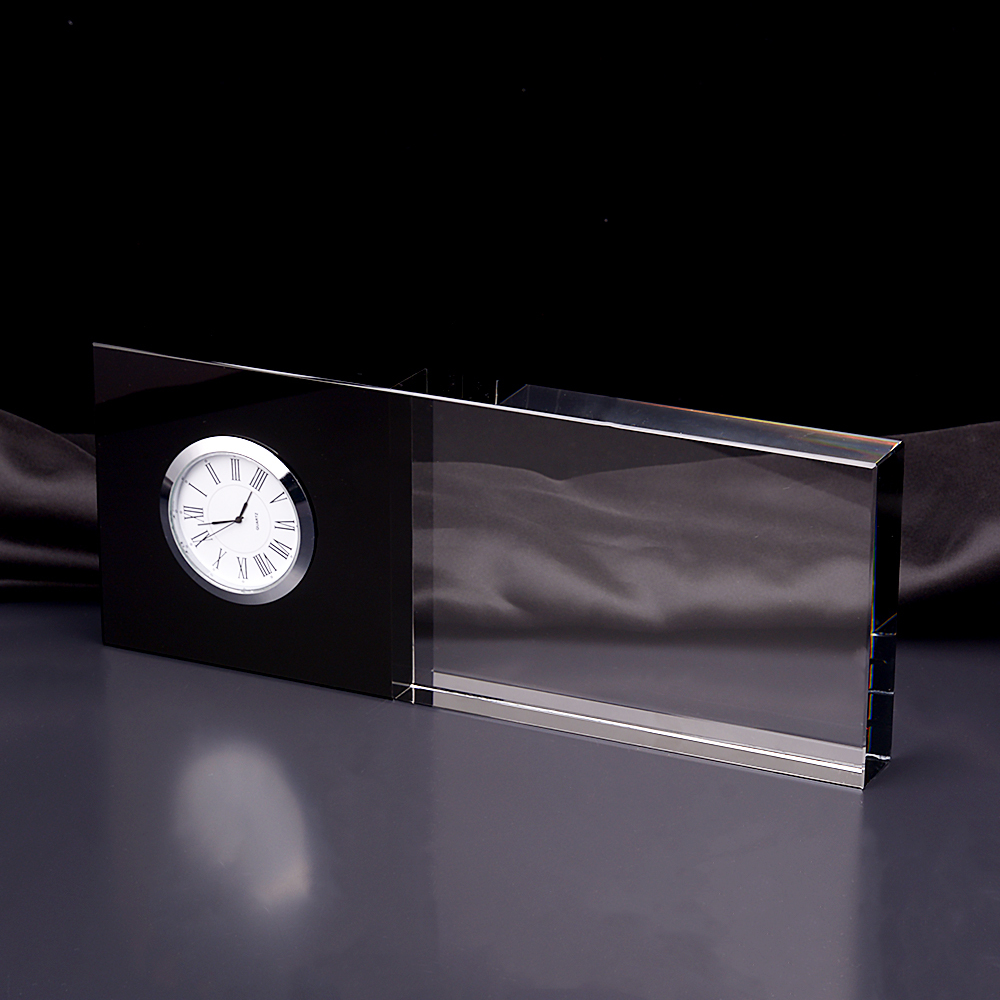 Honor of Crystal Wholesale Hand Crafted Personalized Blank Clear Glass Cube K9 Crystal Desk Clock for Souvenir Gift