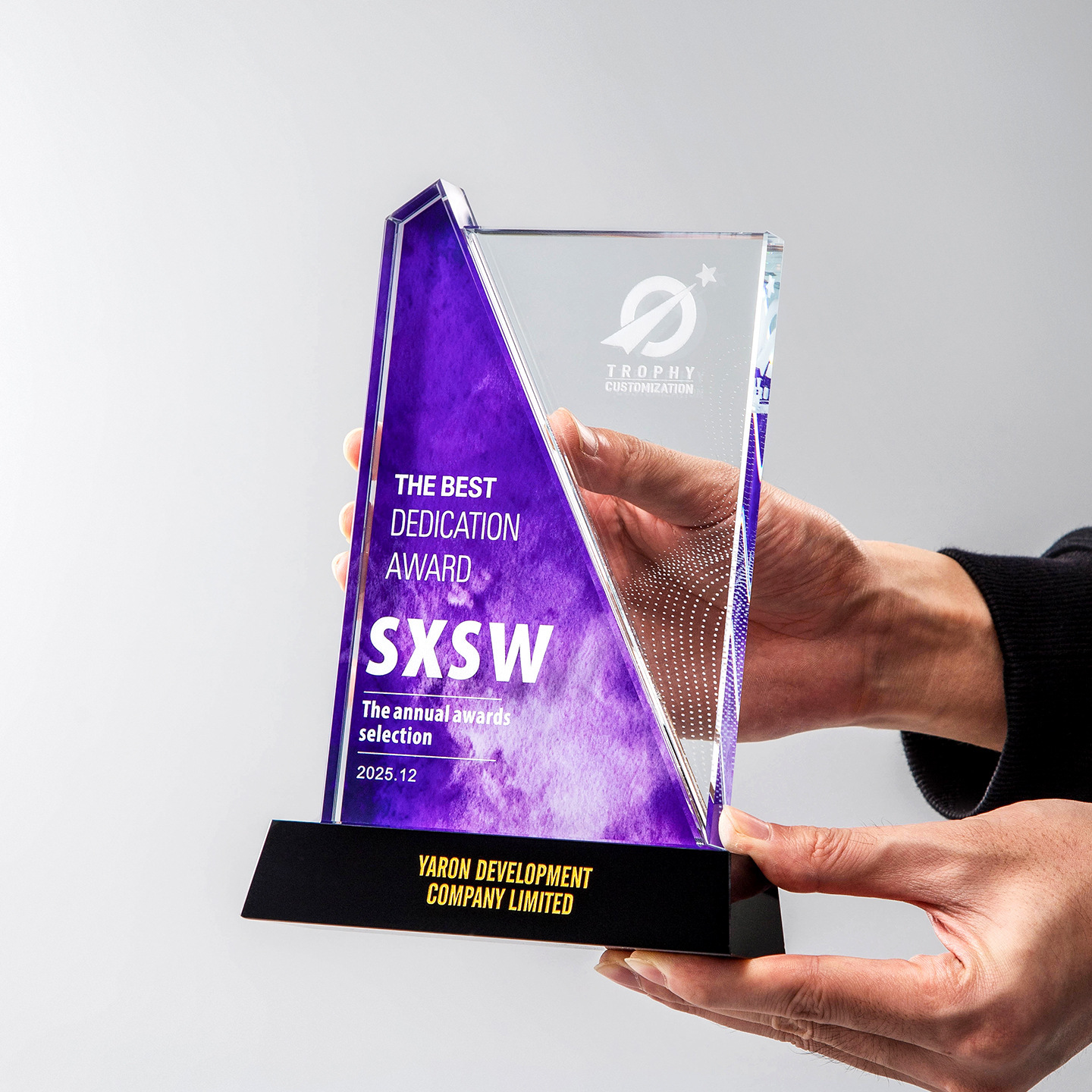 Business Custom Colorful Glass Trophy and Awards Modern High-End Colorful Printed Laser Engraved Crystal Trophy