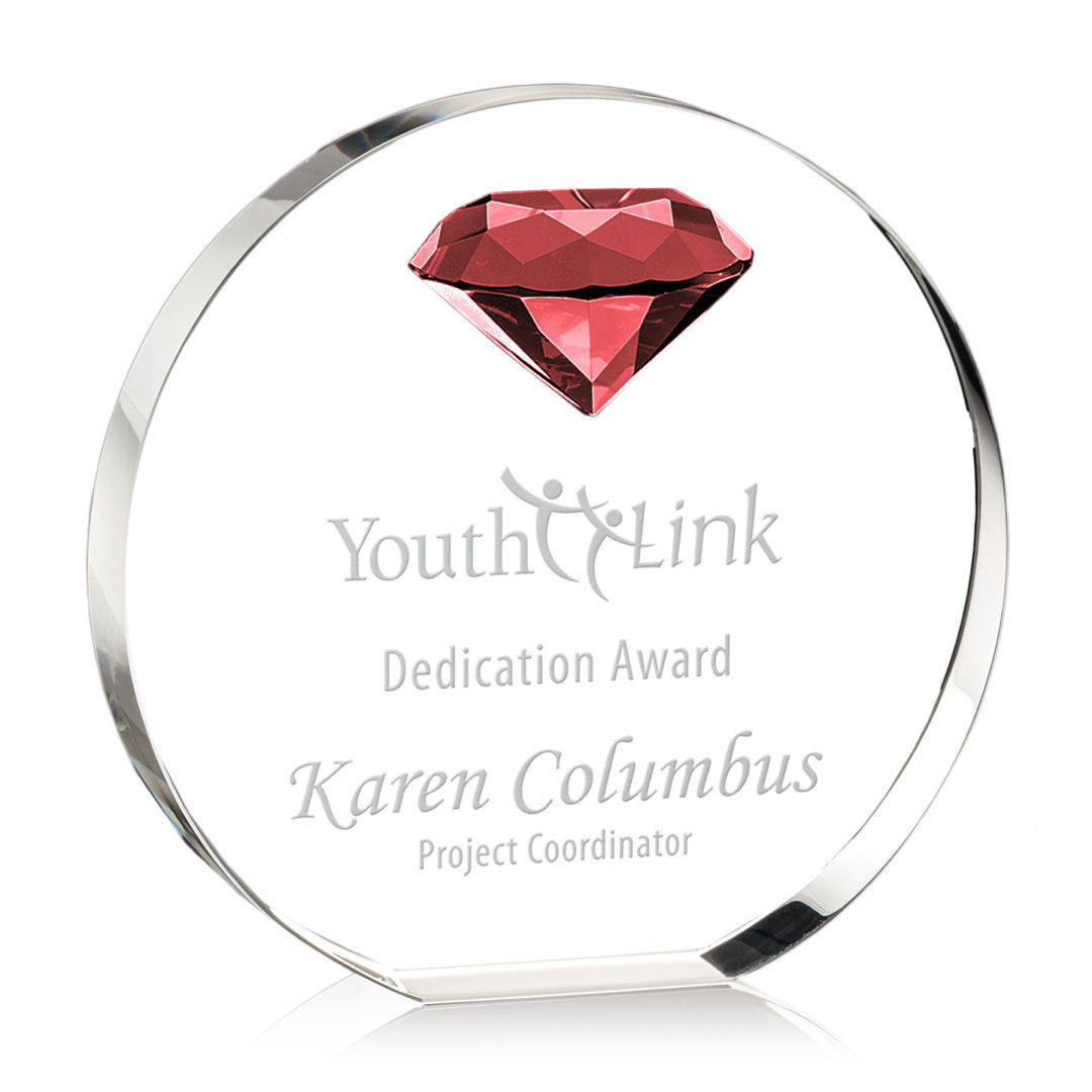 K9 Shields Round Engraved Crystal Trophy Plaque with Diamond Crystal Award Trophy for Souvenir Gifts