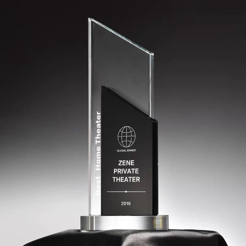 Customized Engraving Blue  Crystal Sailboat Trophy Awards MH-J576