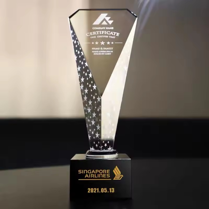 Custom Crystal Awards Pillar Obelisk Cylinder Shape Crystal Glass Awards Trophies