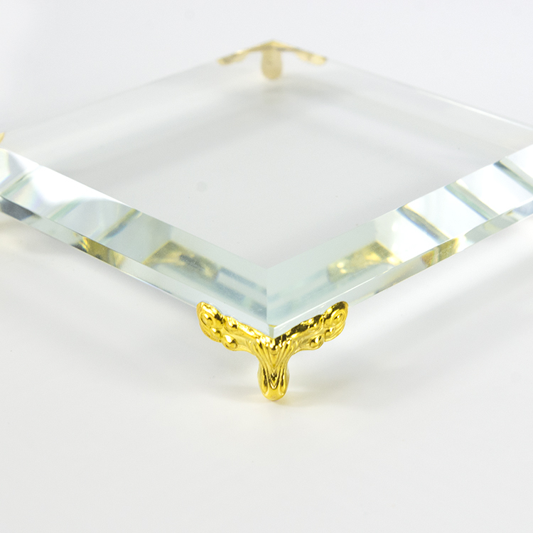 Wholesale Crystal Square Glass Base High Quality Crystal Lamp Holder with Metal for Decoration USB Charging Crystal Decorations