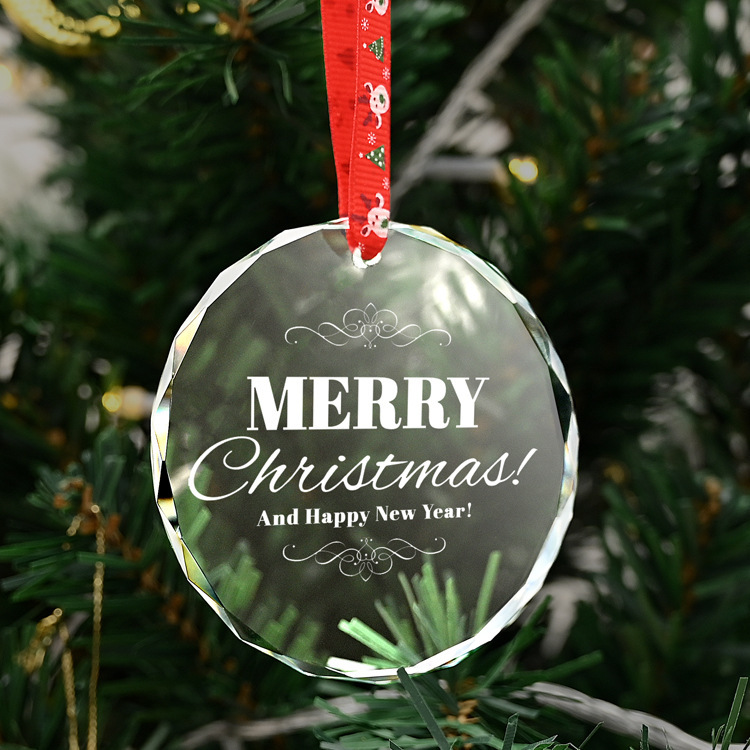 Honor of Crystal Crystal Christmas Tree Hanging Ornaments Glass Pendants Sublimation Blank Crystal Glass Christmas Ornaments