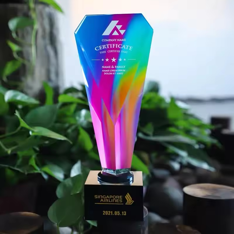 Custom Crystal Awards Pillar Obelisk Cylinder Shape Crystal Glass Awards Trophies