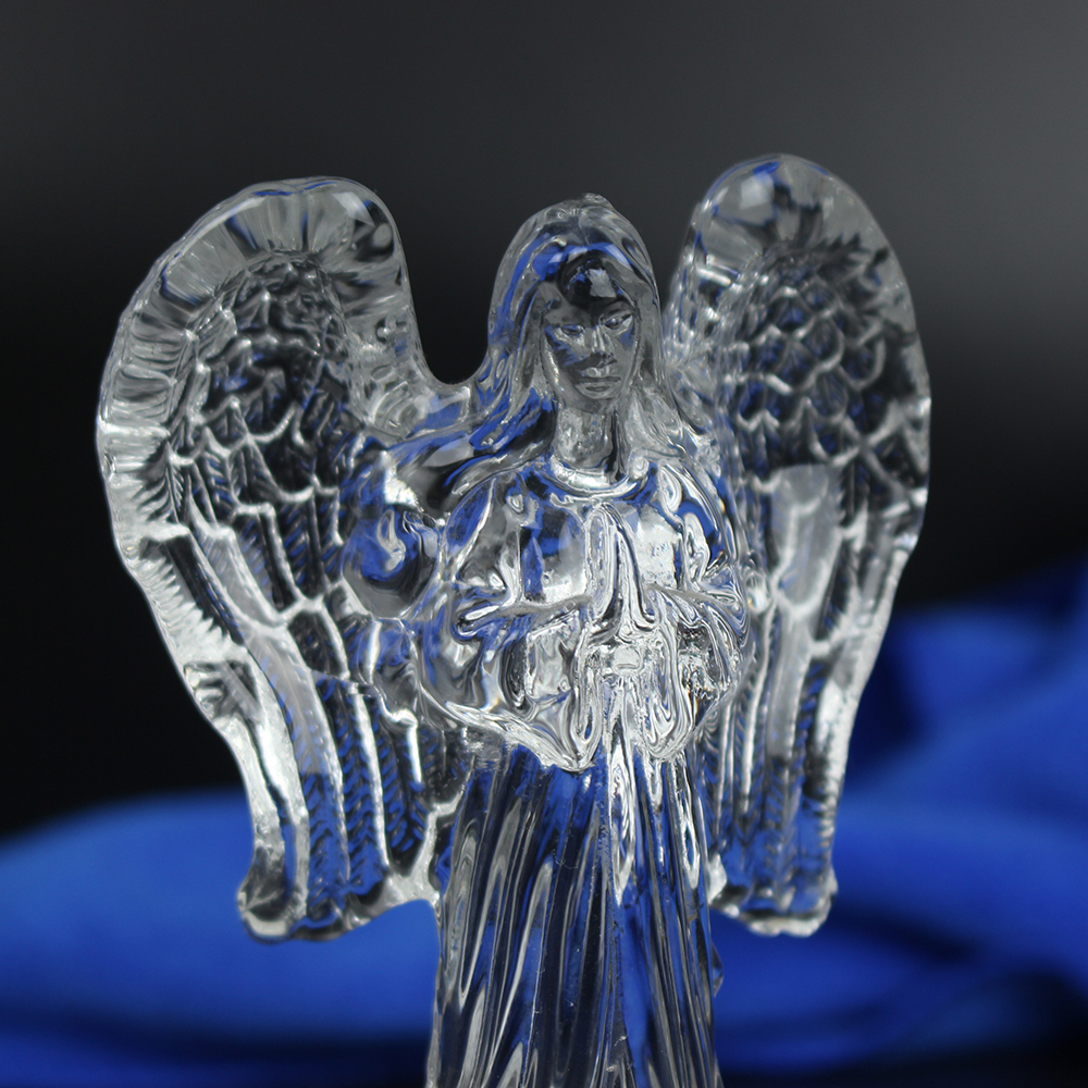 Folk Art Crystal Standing Angel Statue with Lamp for Church Christening Gifts