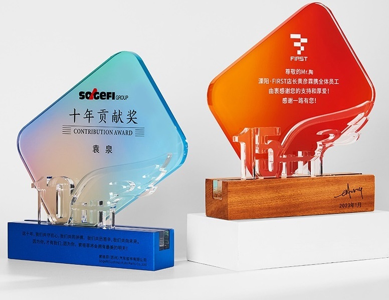 2025 Hot Marketing Customized 10th Anniversary Souvenir Celebration Digital LOGO Modeling Medal Wholesale Crystal Trophy