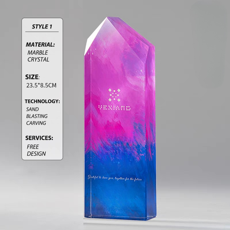 JN Custom Creative Design Color Printing Crystal Trophy Sublimation Blank Engraved Crystal Trophy Plaque Awards