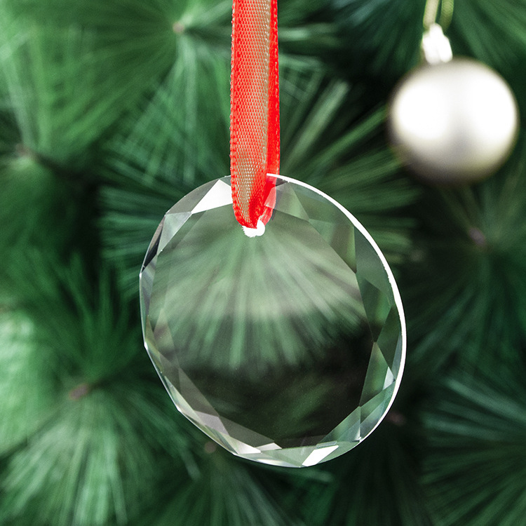Honor of Crystal Crystal Christmas Tree Hanging Ornaments Glass Pendants Sublimation Blank Crystal Glass Christmas Ornaments