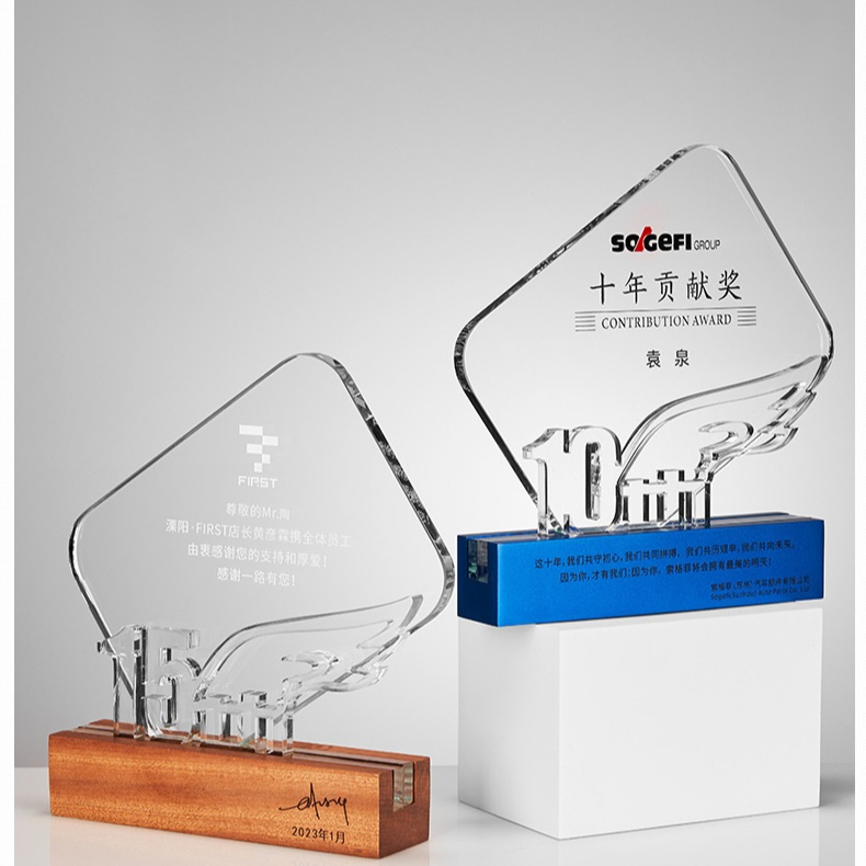 2025 Hot Marketing Customized 10th Anniversary Souvenir Celebration Digital LOGO Modeling Medal Wholesale Crystal Trophy