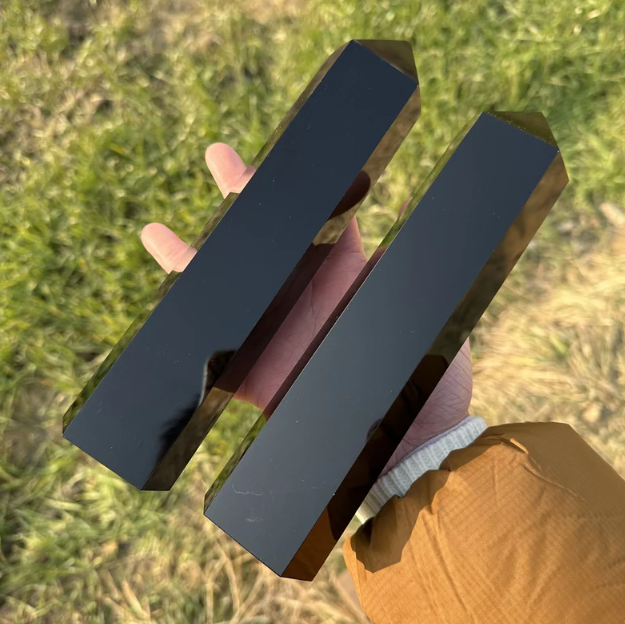 Wholesale High Quality Polished Natural Black Obsidian Tower Feng Shui Love Quartz Healing Crystal Obelisk for Decoration
