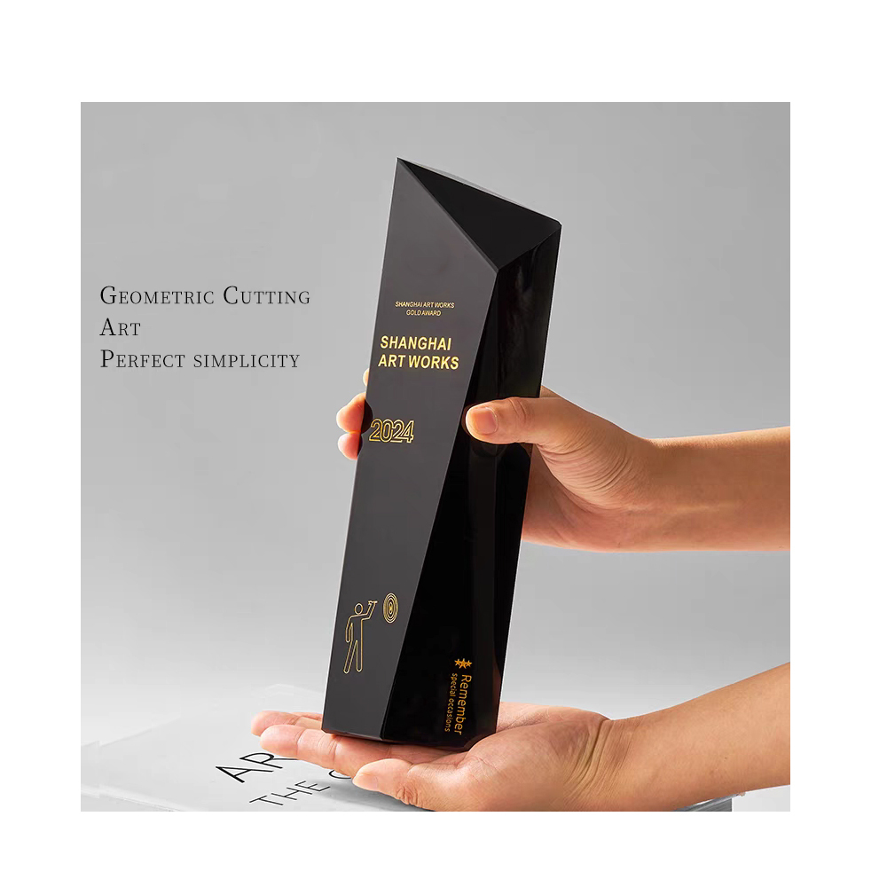 JN Custom Creative Design Color Printing Crystal Trophy Sublimation Blank Engraved Crystal Trophy Plaque Awards