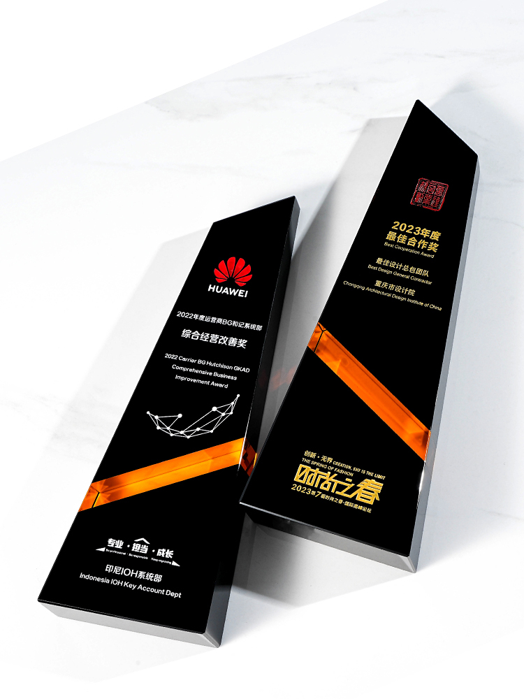 ADL Black New Design High Quality Crystal Glass Trophy Sandblasting Technique UV Printing Engraving Love Theme Award Zhejiang