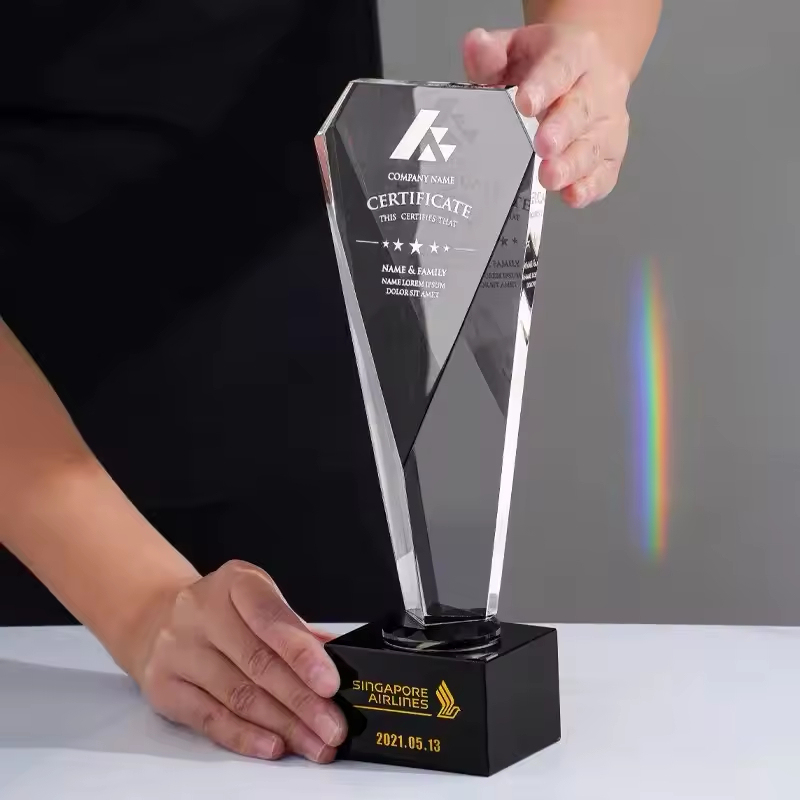 Custom Crystal Awards Pillar Obelisk Cylinder Shape Crystal Glass Awards Trophies