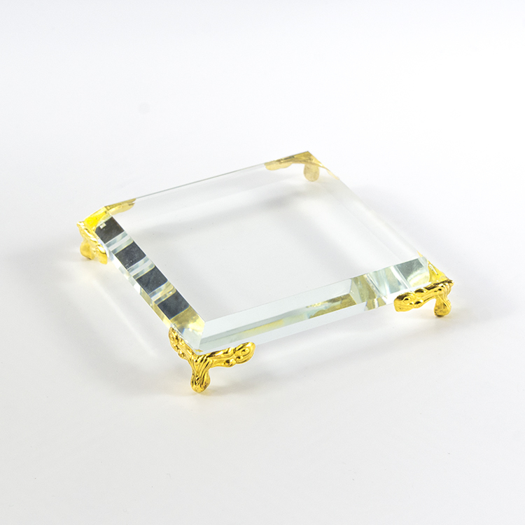 Wholesale Crystal Square Glass Base High Quality Crystal Lamp Holder with Metal for Decoration USB Charging Crystal Decorations