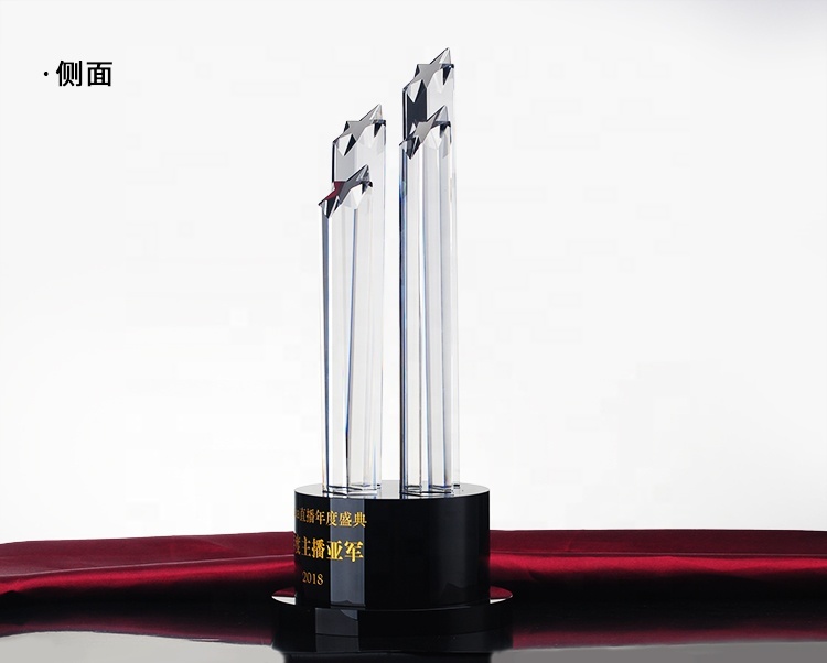 Wholesale Cheap Custom Pentagram Star Crystal Obelisk Trophy Ice peak Crystal Glass Awards