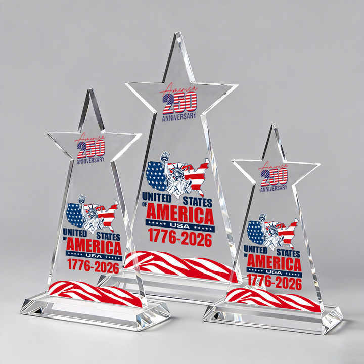 Top Ranking High Quality Clear Customized Glass Star Trophy for Outstanding Employee Recognition
