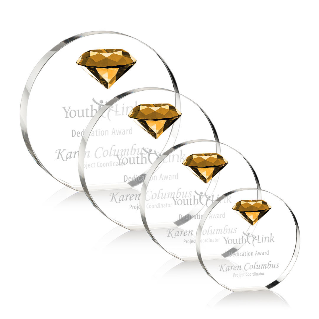 K9 Shields Round Engraved Crystal Trophy Plaque with Diamond Crystal Award Trophy for Souvenir Gifts
