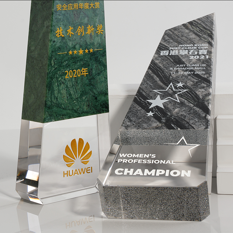 Marble Trophy Eco-Friendly, New Design Factory Wholesale Custom Engraved Metal Crystal Glass Award Trophy