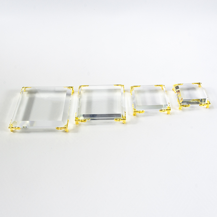 Wholesale Crystal Square Glass Base High Quality Crystal Lamp Holder with Metal for Decoration USB Charging Crystal Decorations