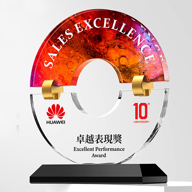 Small Bridge Crystal New Design Custom logo Round Shape K9 Crystal Glass Trophy Award for Company Events Employee Recognition