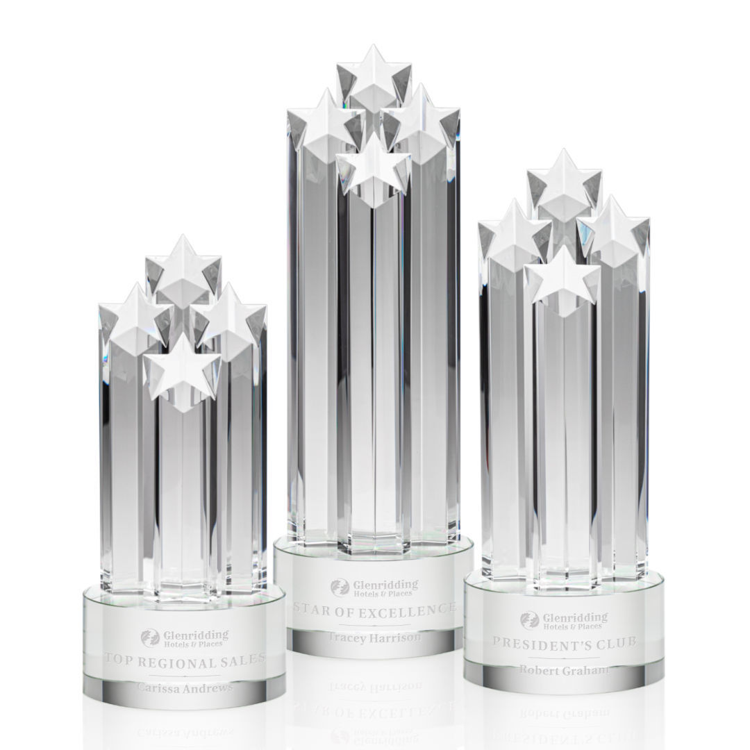 Hitop Custom Ascot Green Star Crystal Award Hexagon-Shaped Clear Glass Souvenir Business Gift with UV Printing Option
