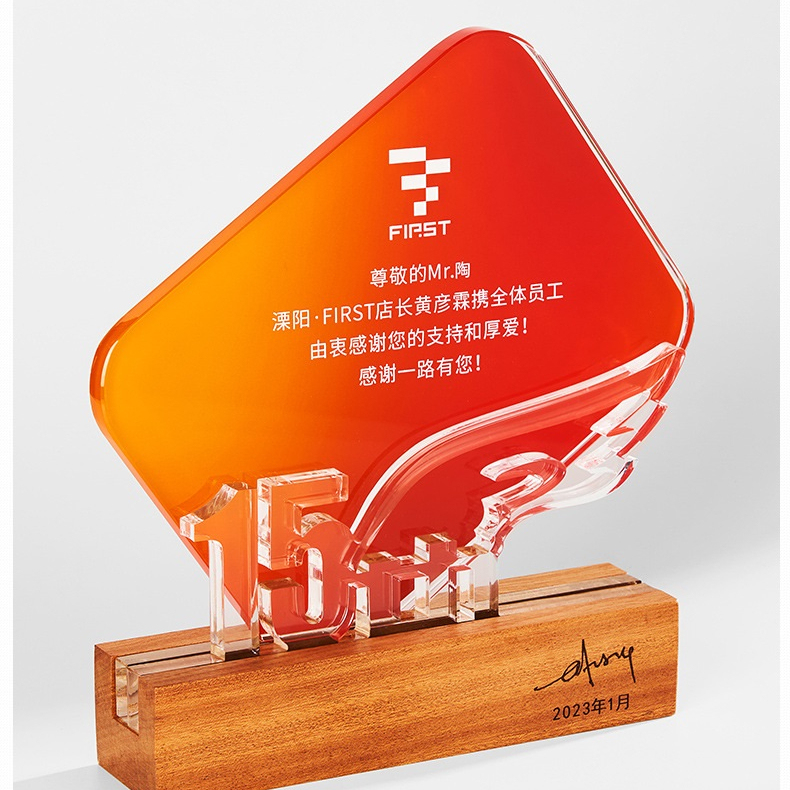 2025 Hot Marketing Customized 10th Anniversary Souvenir Celebration Digital LOGO Modeling Medal Wholesale Crystal Trophy