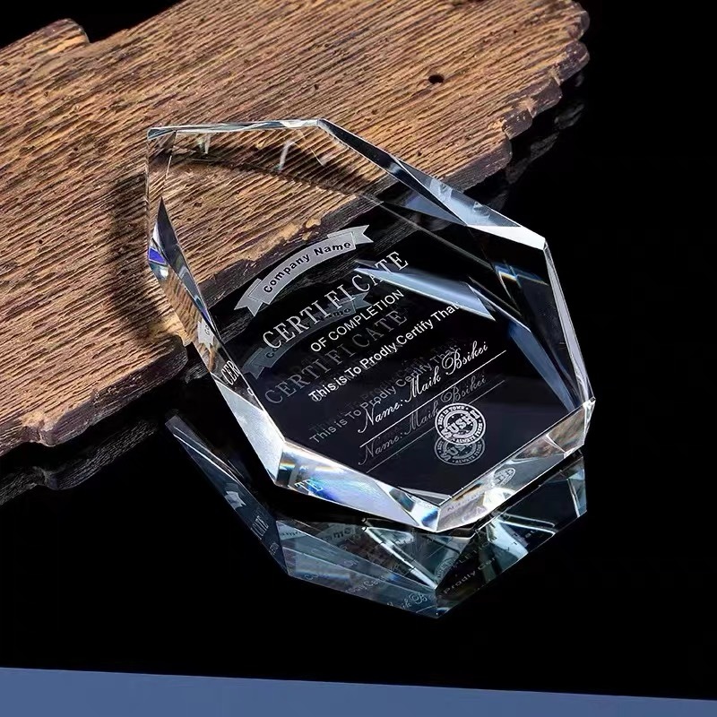 Impressive Crystal Medallions Personalized Diamond Cut Medal Cup Award Enterprise Excellent Employee Recognition