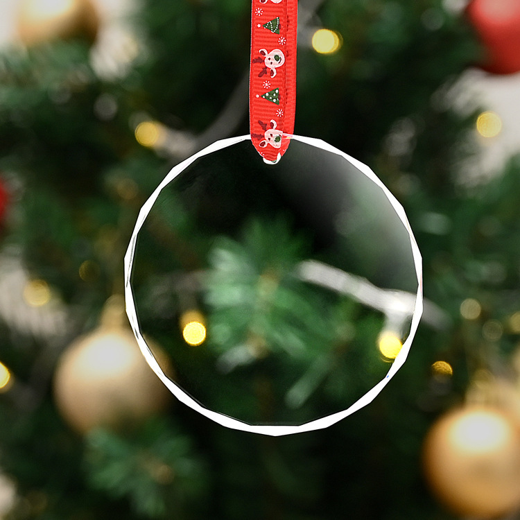 Honor of Crystal Crystal Christmas Tree Hanging Ornaments Glass Pendants Sublimation Blank Crystal Glass Christmas Ornaments