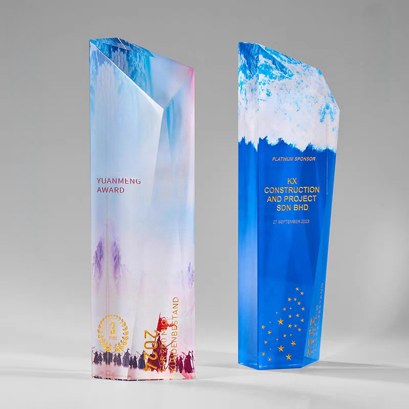 JN Custom Creative Design Color Printing Crystal Trophy Sublimation Blank Engraved Crystal Trophy Plaque Awards