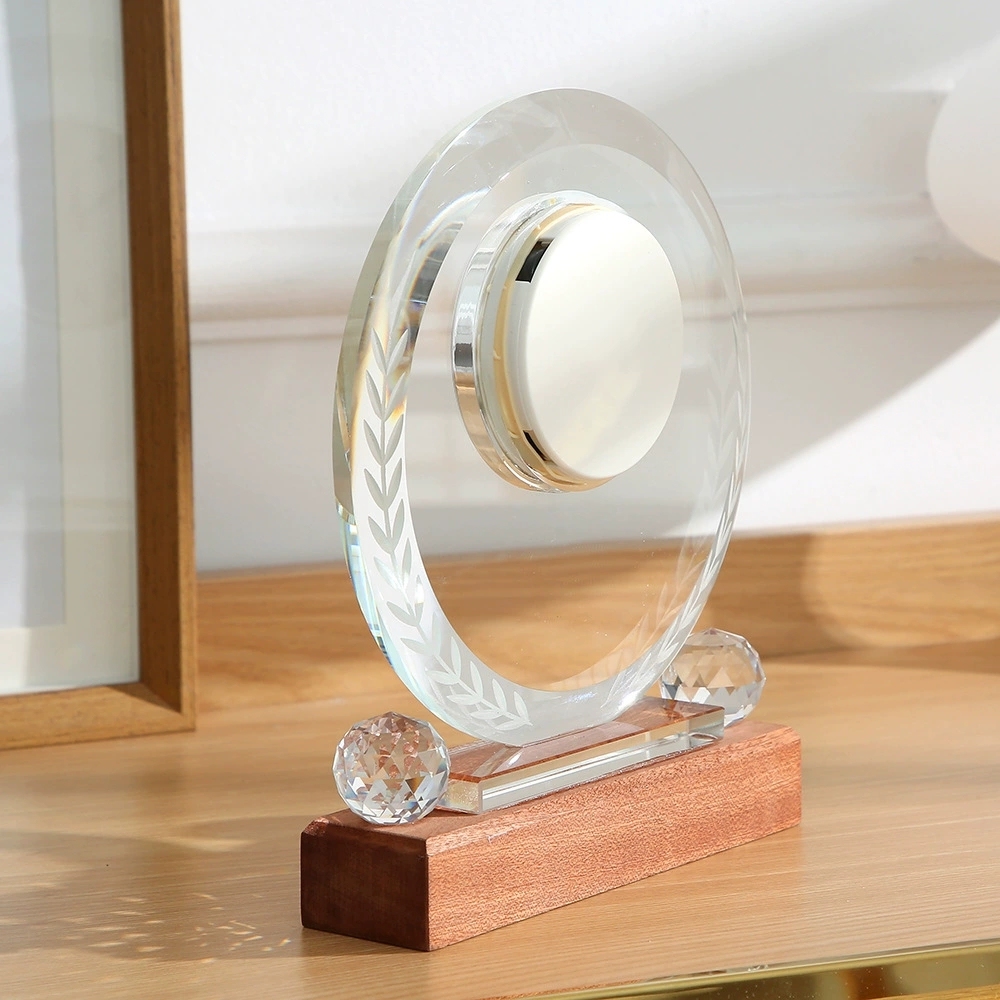 HBL K9 Clear Blank Crystal Glass Cube Round Wedding DIY Circular Wedding Crystal Clock Home Decorations