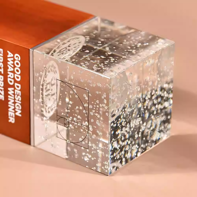 LED Nightlight Creative Bubble Crystal Wooden Trophy | Champion Tournament Awards | Corporate Recognition | Engraving