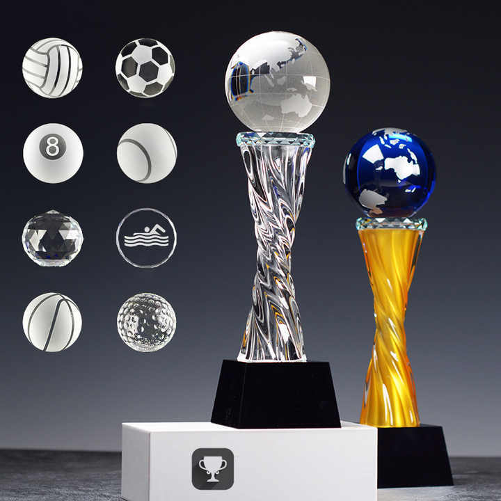 Custom Glass Crystal Resin Sports Trophy with Laser Engraving Durable Award for Basketball Golf Soccer Football