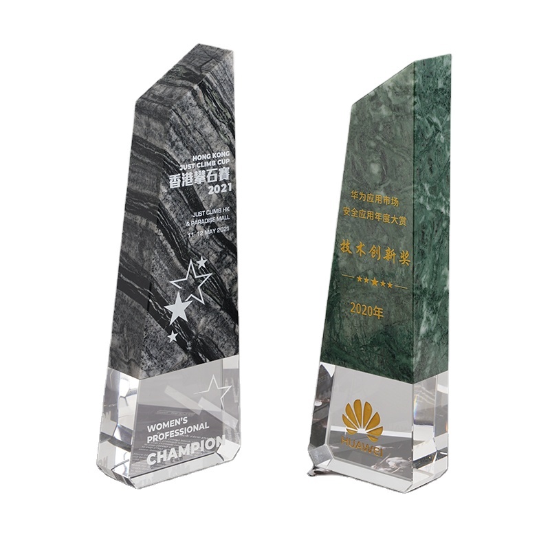 Marble Trophy Eco-Friendly, New Design Factory Wholesale Custom Engraved Metal Crystal Glass Award Trophy